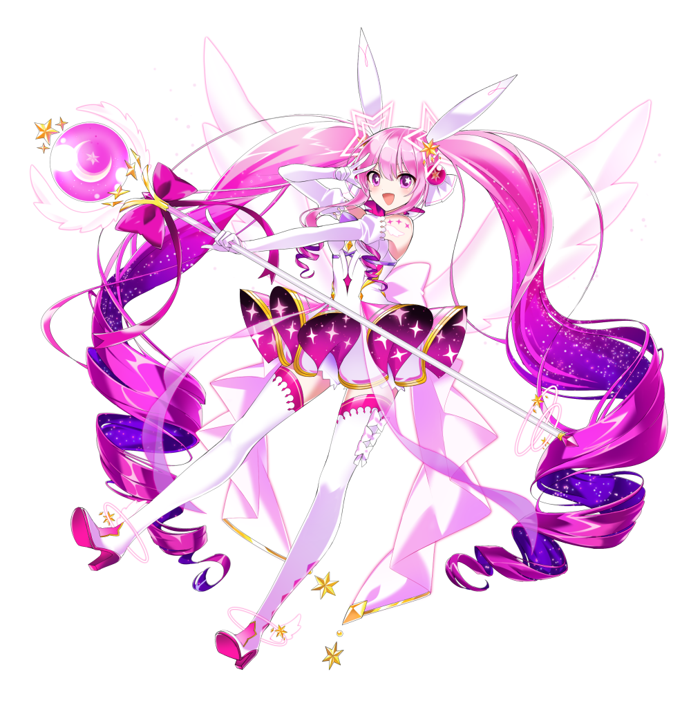 1girl, :d, absurdly_long_hair, aisha_(elsword), boo_1, boots, dress, elbow_gloves