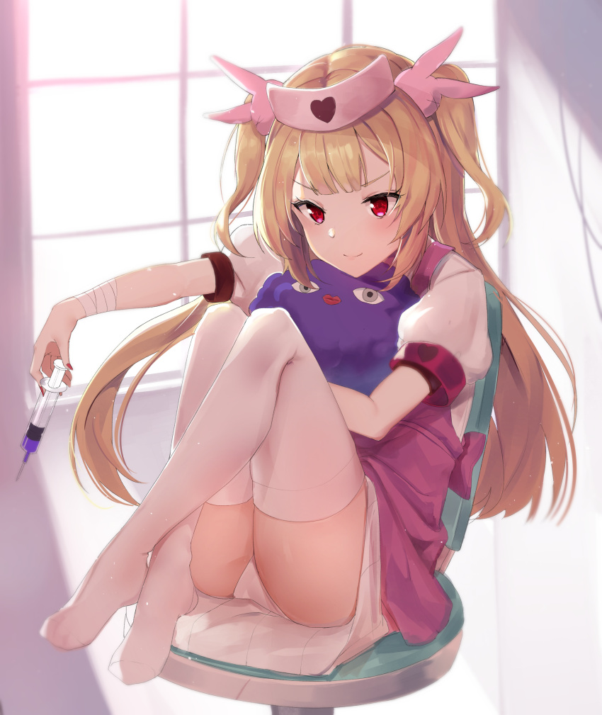 >_<, 1girl, absurdres, apron, armband, ass, bada_(jksh5056), bandage