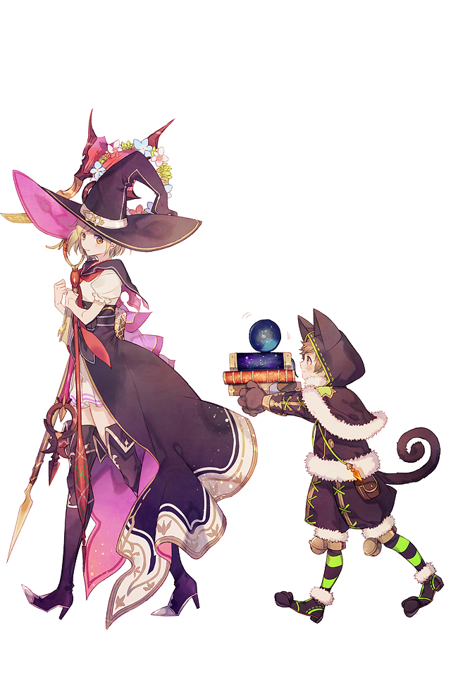 1boy, 1girl, a082, animal_ears, animal_hood, blonde_hair, book, boots