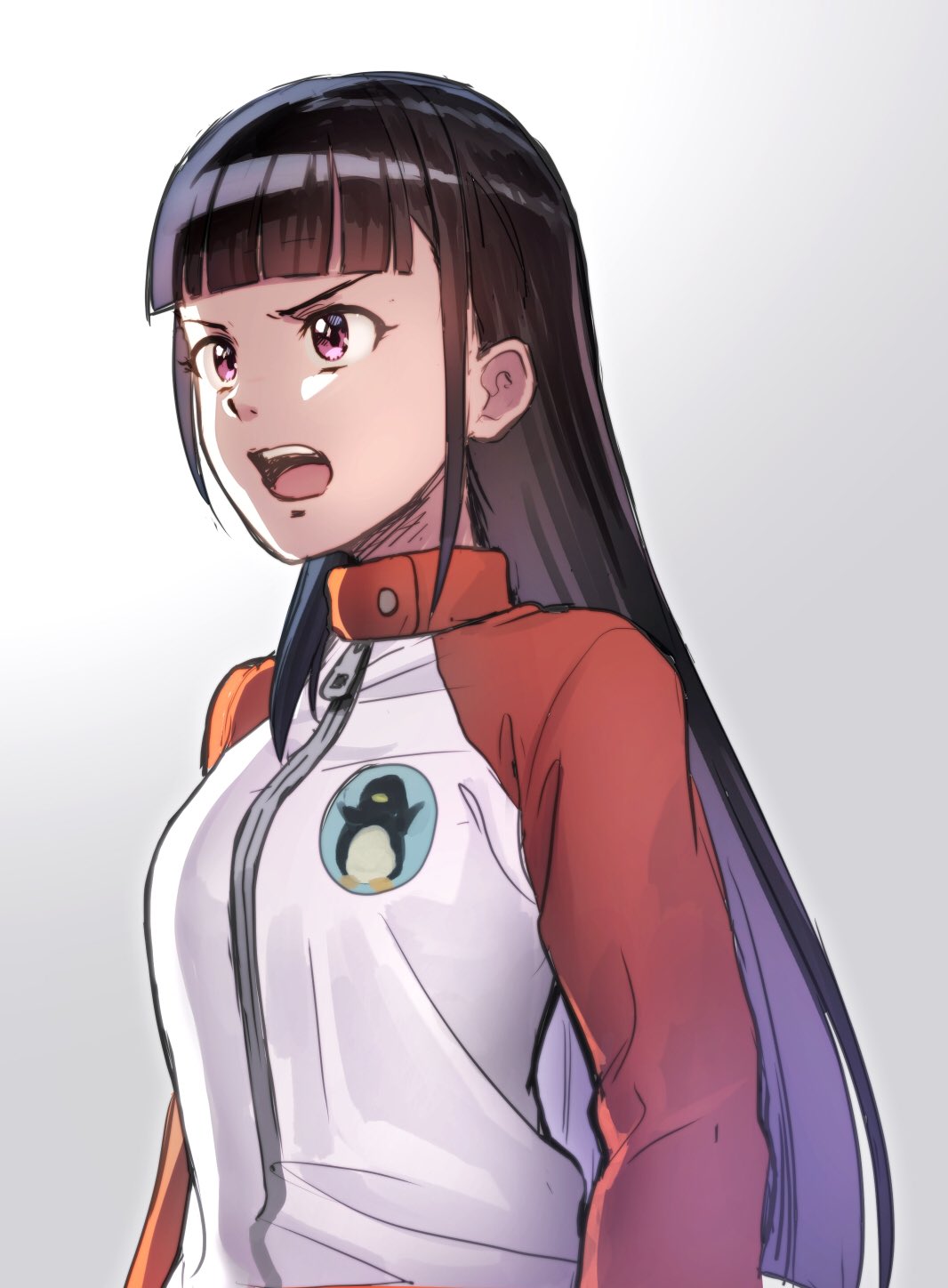 1girl, black_hair, breasts, commentary_request, highres, kobuchizawa_shirase, long_hair, open_mouth