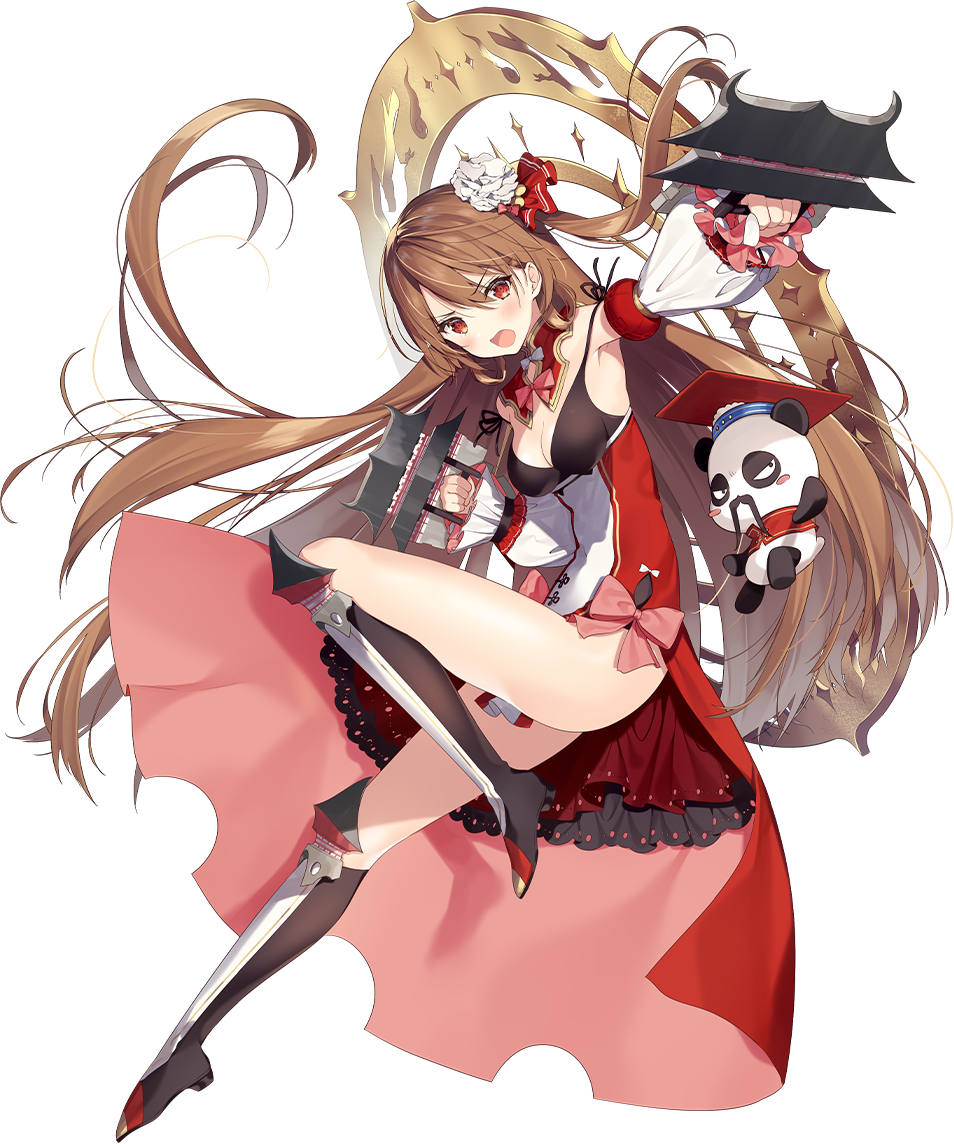 >:o, 1girl, ass, boots, breasts, brown_hair, chengdu_(oshiro_project), cleavage