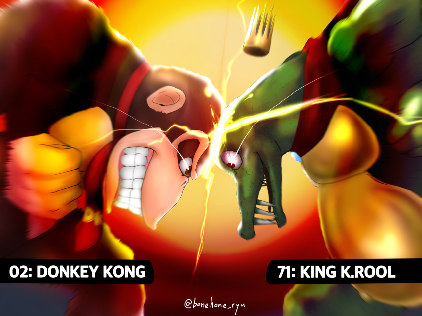 crocodilian, crown, donkey_kong, donkey_kong_(series), fangs, gorilla, headbutt, highres