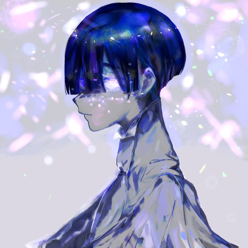 1other, androgynous, bangs, blue_eyes, blue_hair, blunt_bangs, colored_eyelashes, crystal_hair