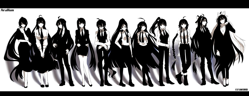 absurdres, apsara_(elsword), ara_han, asura_(elsword), black_hair, devi_(elsword), elsword, greyscale