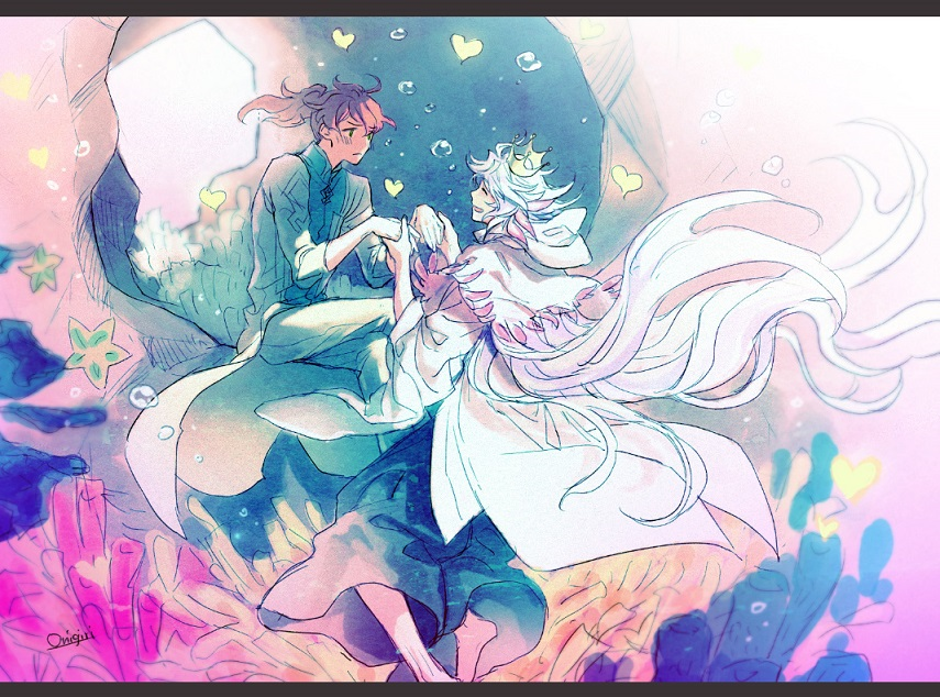 2boys, ^_^, ahoge, cloak, closed_eyes, closed_eyes, crown, fate/grand_order