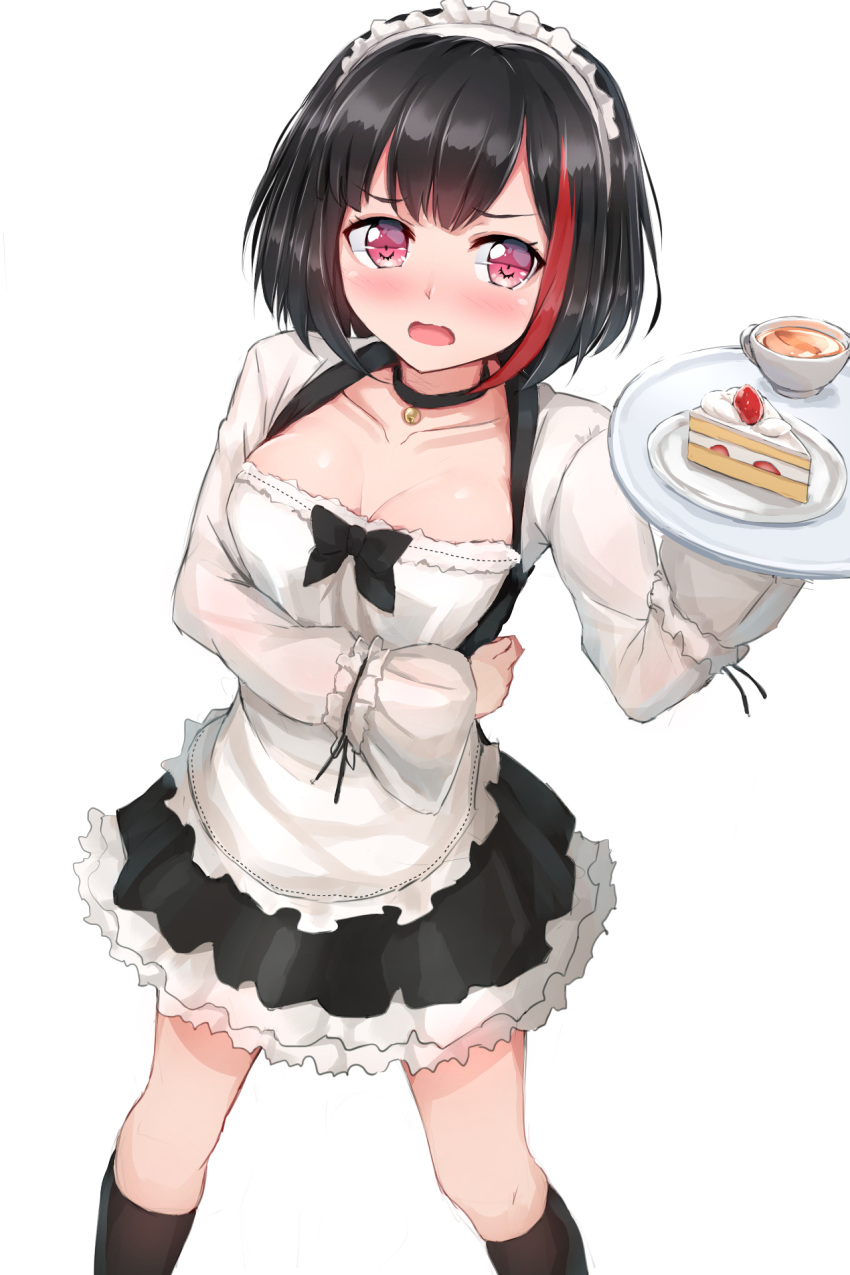 1girl, apron, bang_dream!, bangs, bell, bell_choker, black_choker, black_hair