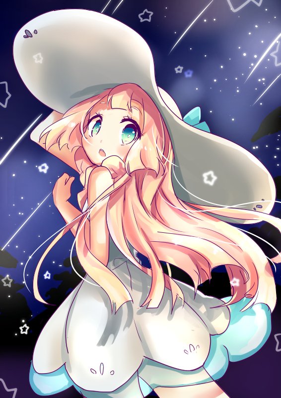 blonde_hair, creatures_(company), dress, game_freak, hat, life_neko72, lillie_(pokemon), night