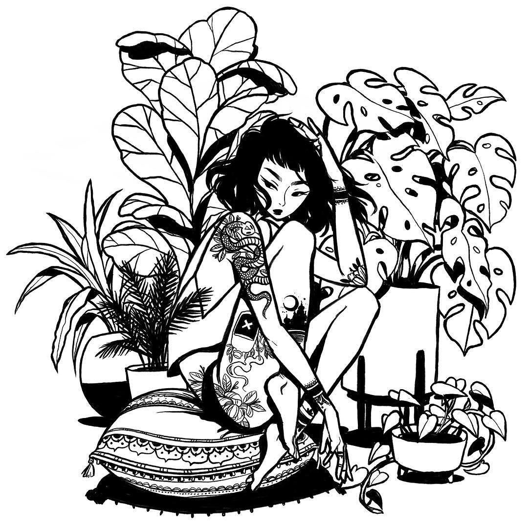 1girl, arm_at_side, arm_up, ass_tattoo, back_tattoo, barefoot, bottle_tattoo, commentary