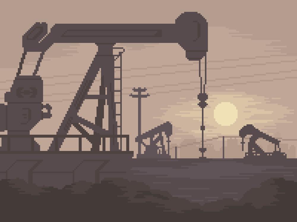 grey, grey_sky, kldpxl, ladder, limited_palette, no_humans, oil_rig, original