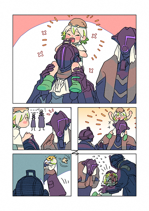 1girl, 2boys, bondrewd, comic, crying, hurt, made_in_abyss, meinya_(made_in_abyss)