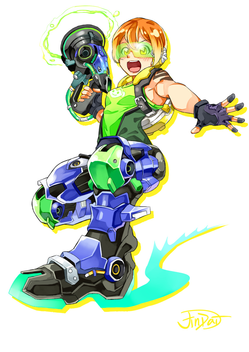 1girl, absurdres, boots, cosplay, crossover, fingerless_gloves, gloves, gun
