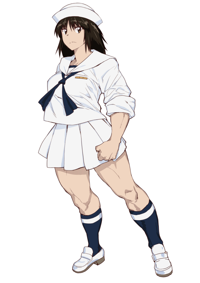 1girl, bangs, black_eyes, black_hair, blouse, clenched_hand, closed_eyes, closed_mouth