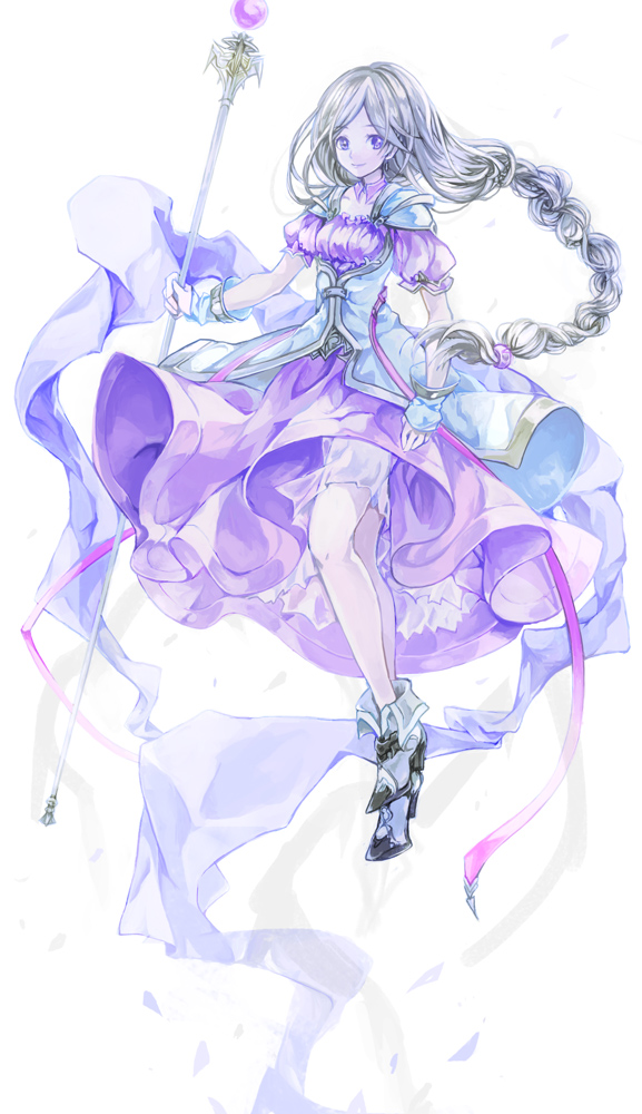 1girl, bahamut_lagoon, blonde_hair, braid, dress, frederica_(bahamut_lagoon), full_body, holding