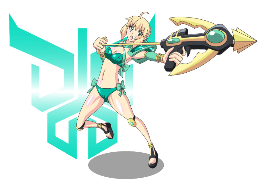 1girl, ahoge, alternate_costume, artoria_pendragon_(all), artoria_pendragon_(swimsuit_archer), blonde_hair, braid, buti-yu