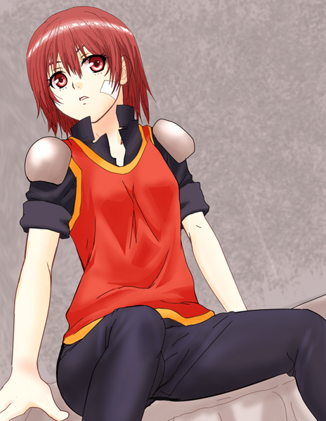 1girl, arc_the_lad, arc_the_lad_iii, bandage, black_pants, breasts, cheryl_(arc_the_lad), closed_mouth