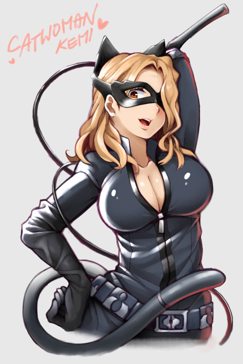 1girl, absurdres, animal_ears, arm_behind_head, belt, blonde_hair, boku_no_hero_academia, breasts