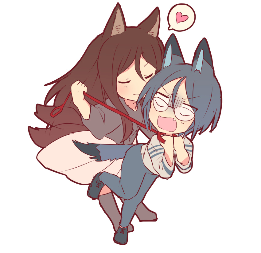 2girls, absurdres, afterimage, animal_ears, bangs, black_footwear, black_shirt, blank_eyes