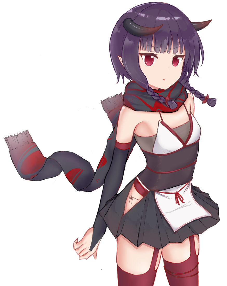 1girl, azur_lane, bangs, bare_shoulders, black_scarf, black_skirt, blush, braid