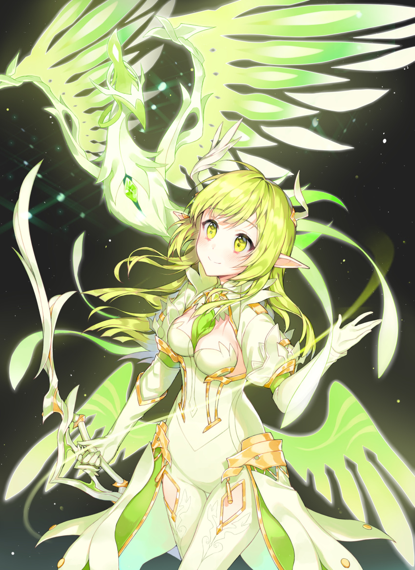 1girl, absurdres, blush, bow, breasts, cleavage, cyg38801, daybreaker_(elsword)