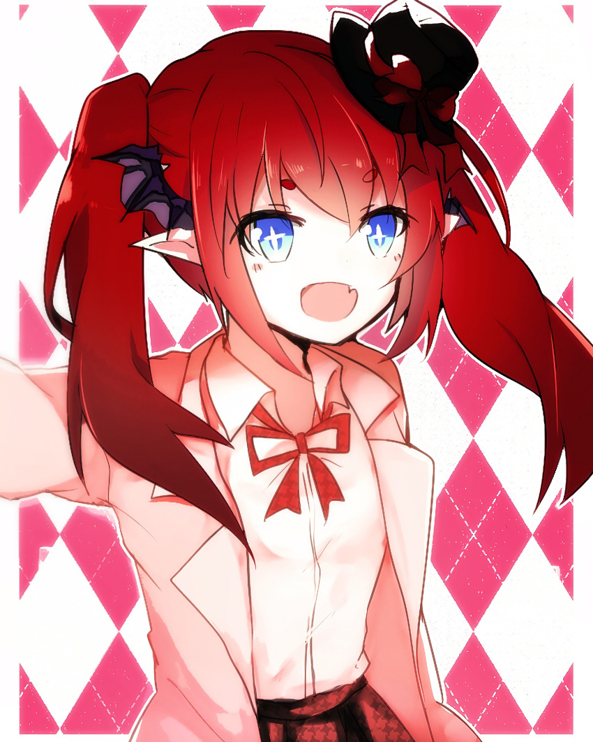 1girl, demon_girl, elsword, eyebrows_visible_through_hair, fang, hat, highres, karis_(elsword)
