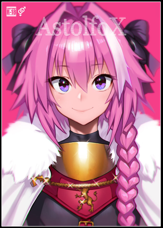 1boy, astolfo_(fate), black_bow, black_ribbon, bow, braid, fang, fate/apocrypha
