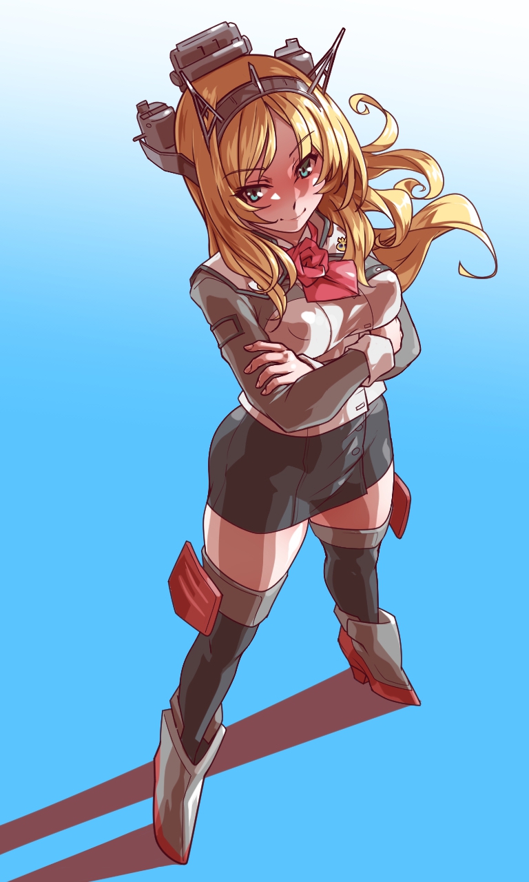 1girl, bad_anatomy, bad_leg, black_legwear, black_skirt, blonde_hair, blue_background, blue_eyes