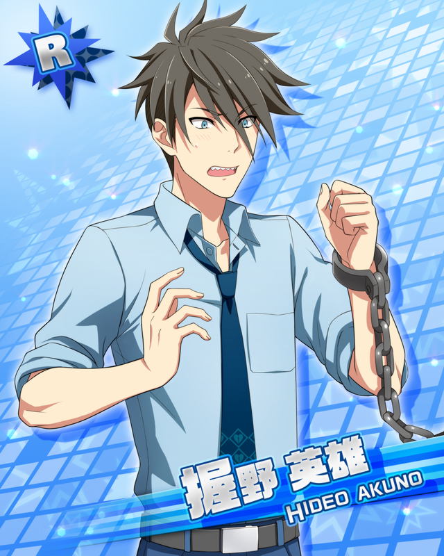 akuno_hideo, brown_hair, character_name, grey_hair, idolmaster, idolmaster_side-m, necktie, polo