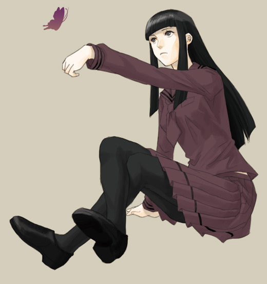 bad_id, black_hair, butterflies, butterfly, daidoji_kaya, devil_summoner, kyuusugi_toku, pantyhose