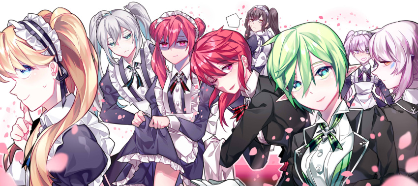 3girls, 5boys, add_(elsword), ainchase_ishmael, april_fools, apron, butler, chuki_(lydia)