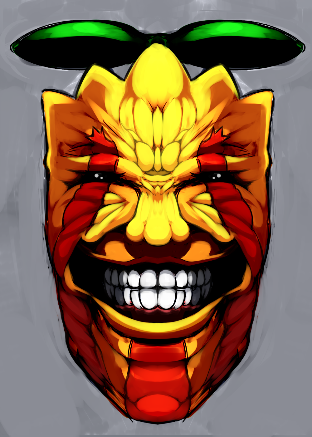 black_eyes, commentary_request, creatures_(company), creepy, fukurou_(owl222), game_freak, gen_2_pokemon, grey_background