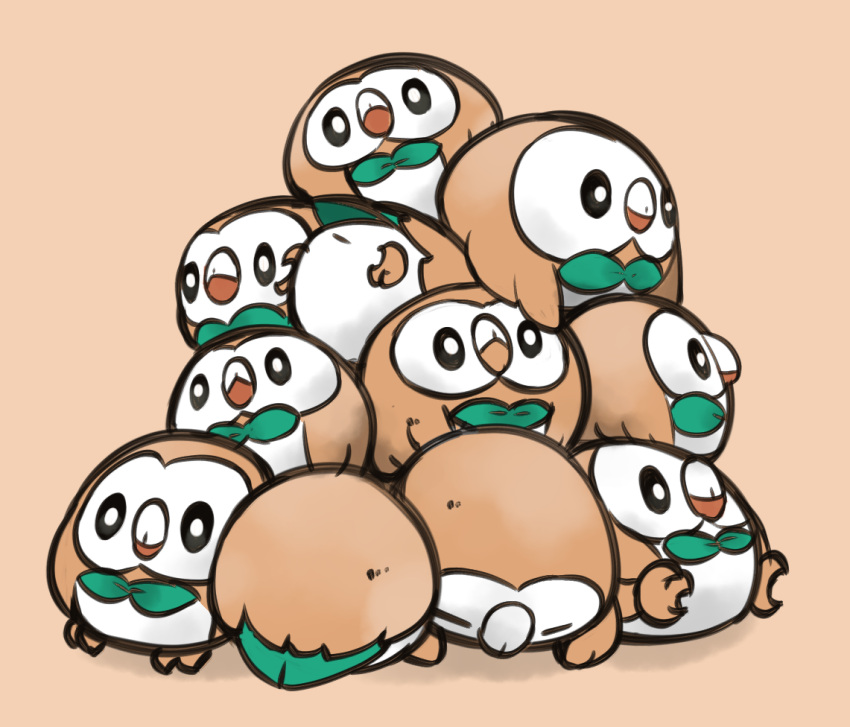 bird, brown_background, commentary_request, creatures_(company), fukurou_(owl222), game_freak, gen_7_pokemon, looking_at_viewer