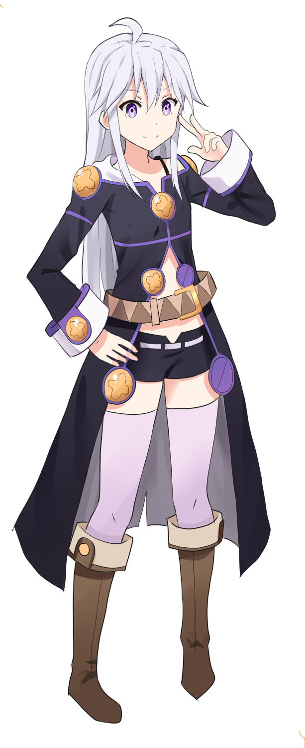 1girl, ahoge, belt, black_shorts, boots, brown_footwear, eyebrows_visible_through_hair, full_body