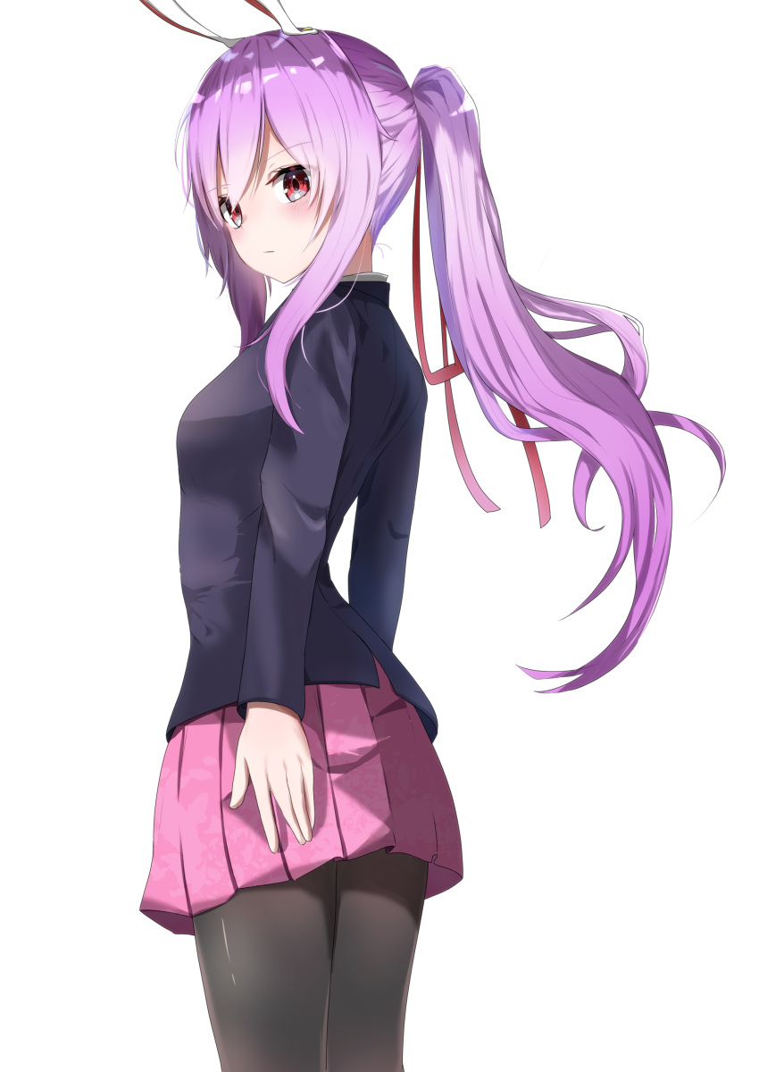 1girl, absurdres, animal_ears, arms_at_sides, bangs, black_jacket, black_legwear, blazer