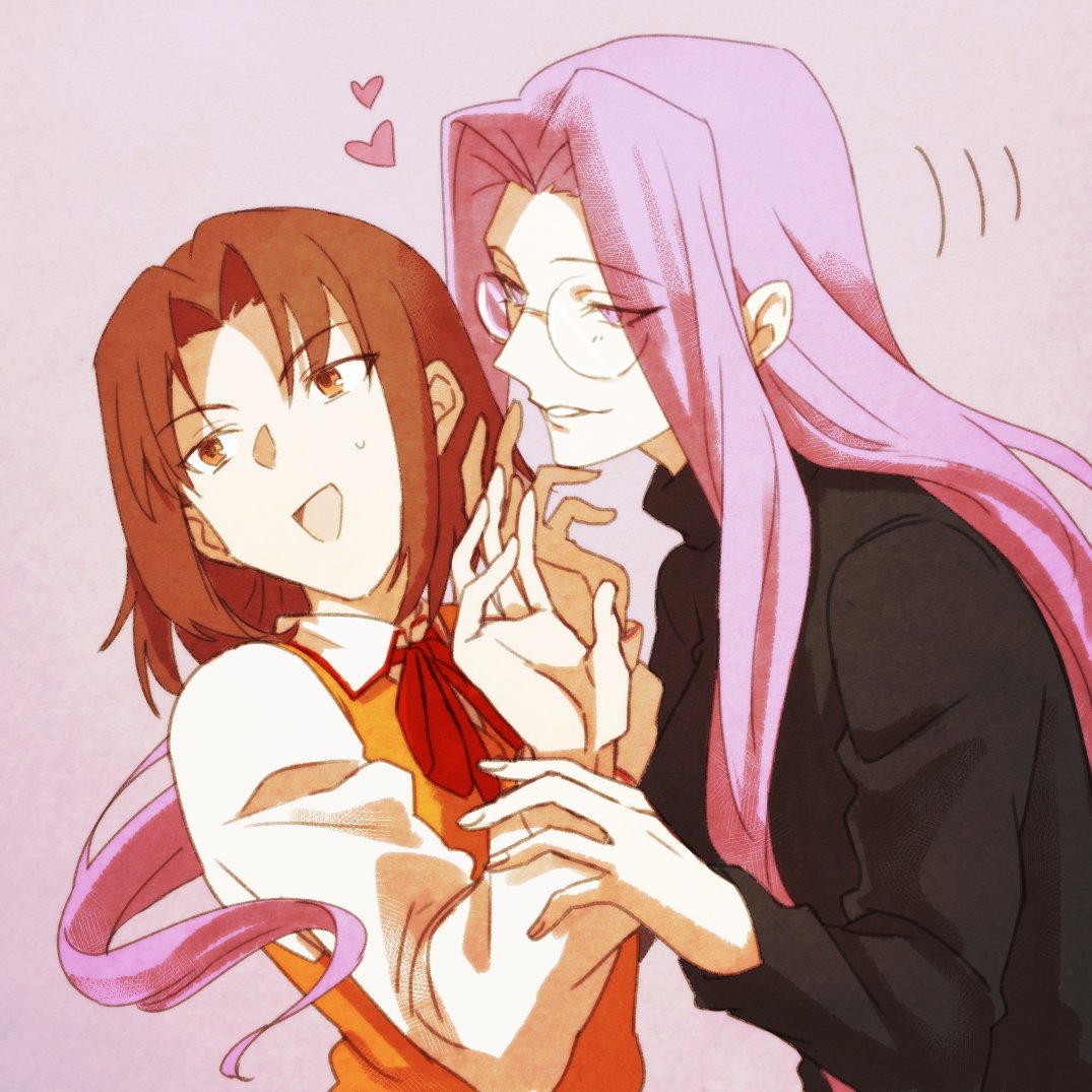 2girls, bangs, brown_eyes, brown_hair, brown_vest, commentary_request, fate/hollow_ataraxia, fate/stay_night