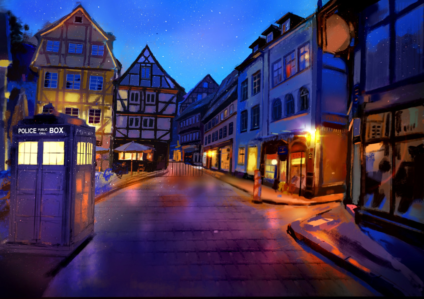 194948, absurdres, barber_pole, city, dark, doctor_who, english, gate