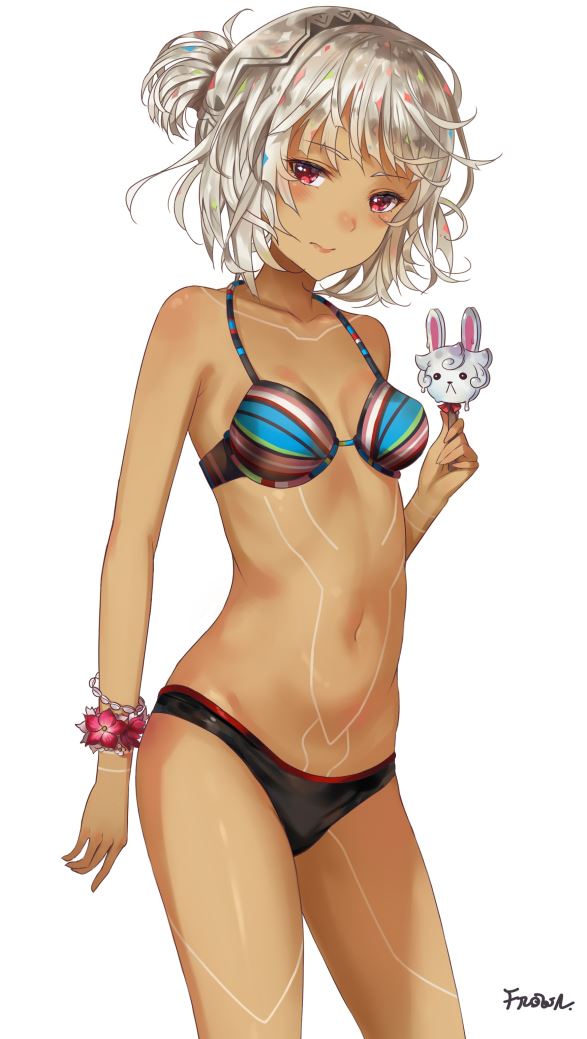 1girl, altera_(fate), alternate_costume, bangs, bare_arms, bare_legs, bare_shoulders, bikini