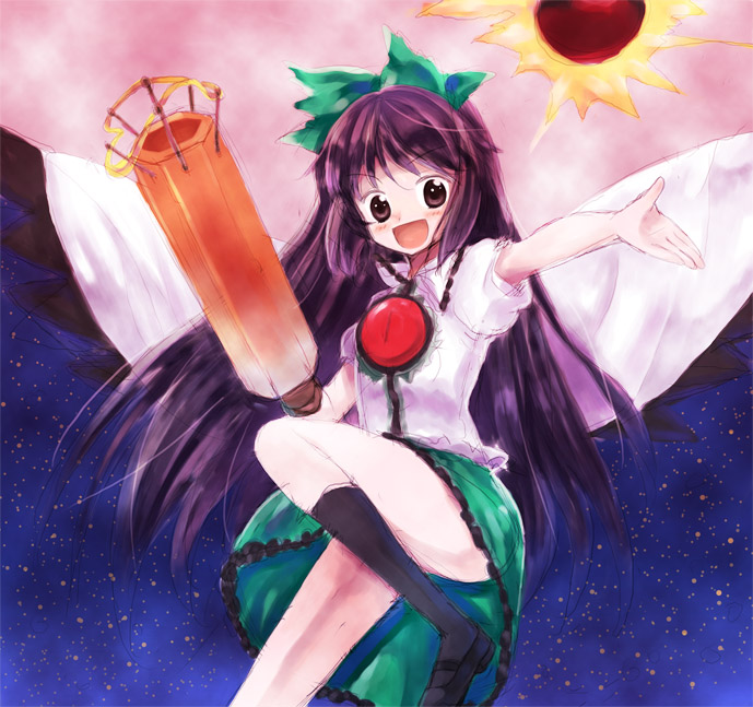 long_hair, reiuji_utsuho, ribbon, ribbons, rom_sen, saya0426_(pixiv), touhou