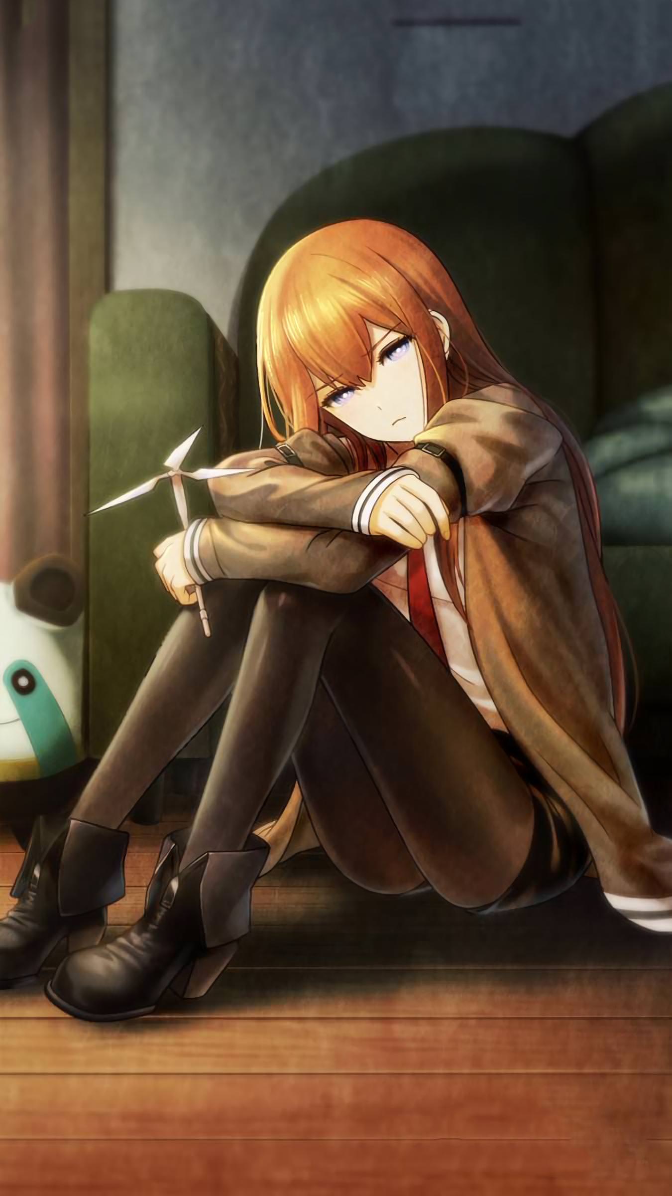 1girl, absurdres, black_footwear, black_legwear, blue_eyes, boots, brown_hair, collared_shirt