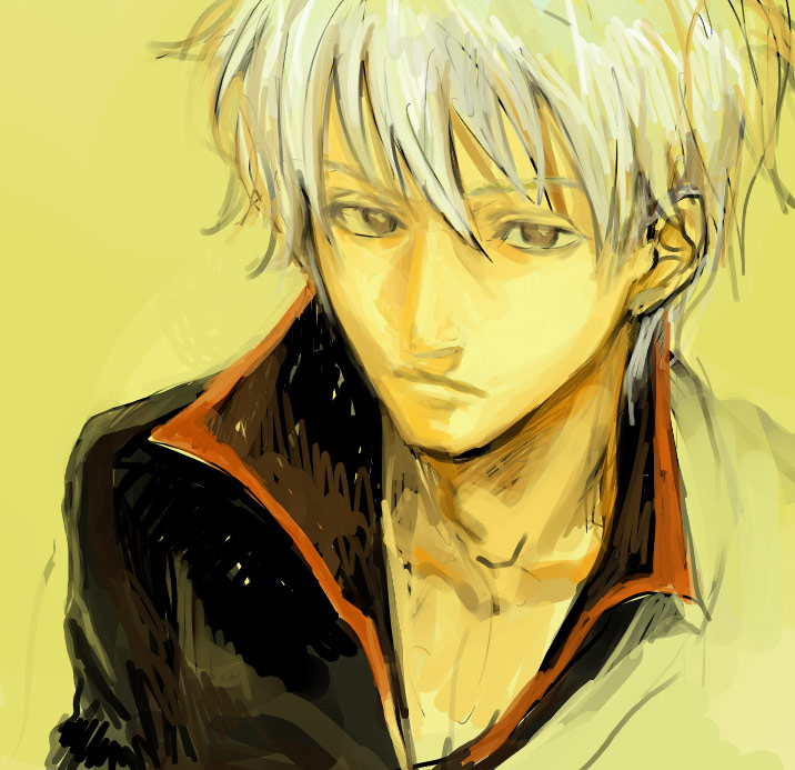 gintama, male, male_only, portrait, sakata_gintoki, short_hair, tarareba, white_hair
