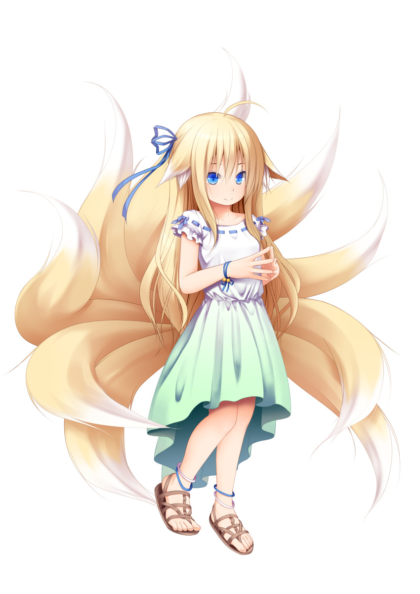 1girl, absurdres, ahoge, animal_ears, bangs, bell, blue_eyes, blue_ribbon