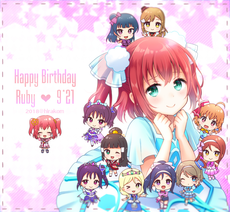 >_o, 6+girls, :>, :d, ;d, ^_^, ahoge, aozora_jumping_heart