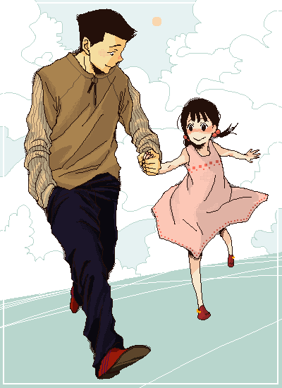 bokurano, dress, hand_holding, happy, holding_hands, smile, ushiro_kana, yoshikawa_kanji