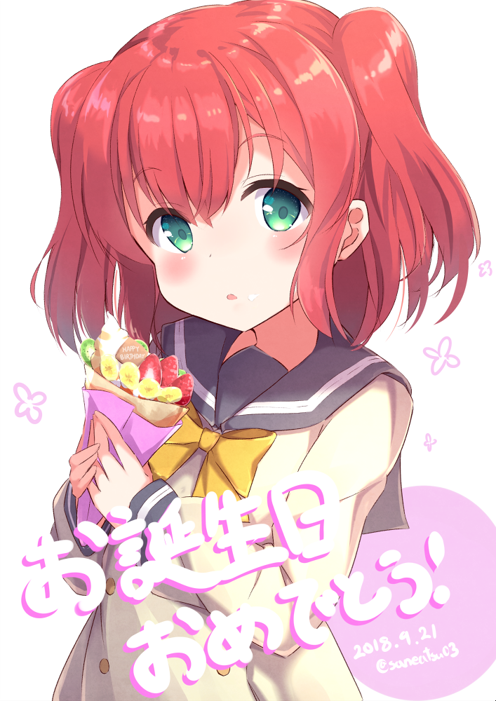 1girl, :o, bangs, blush, bow, bowtie, commentary_request, crepe