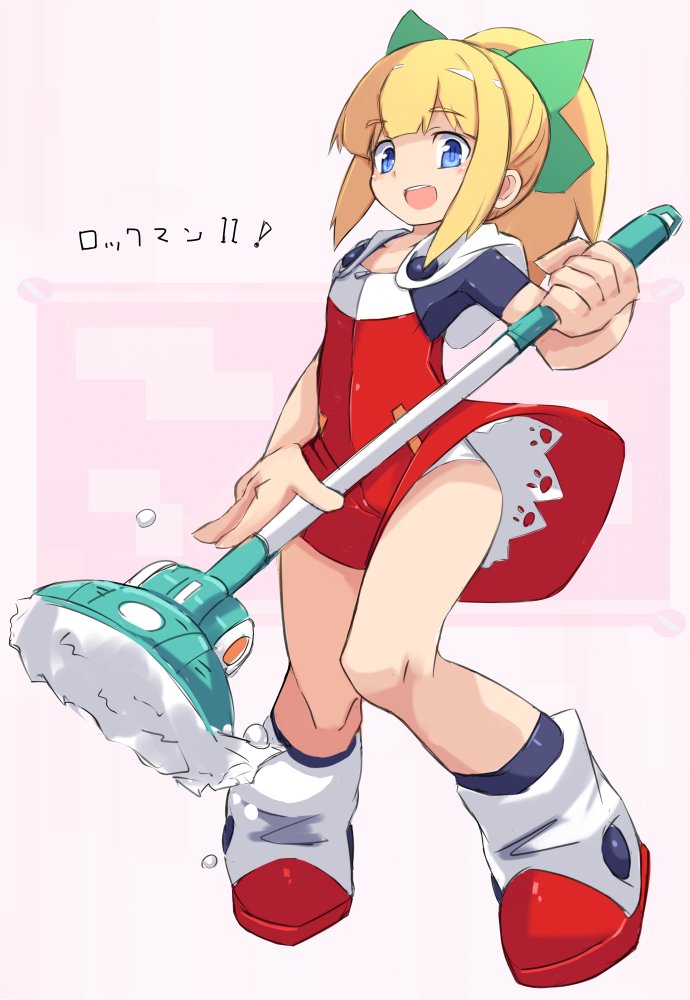 1girl, blonde_hair, blue_eyes, commentary_request, dress, full_body, holding, karukan_(monjya)