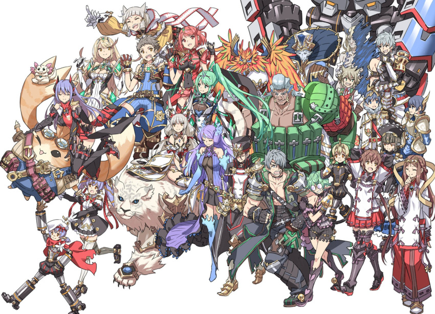6+boys, 6+girls, ;d, absolutely_everyone, adel_orudou, armor, byakko_(xenoblade), everyone