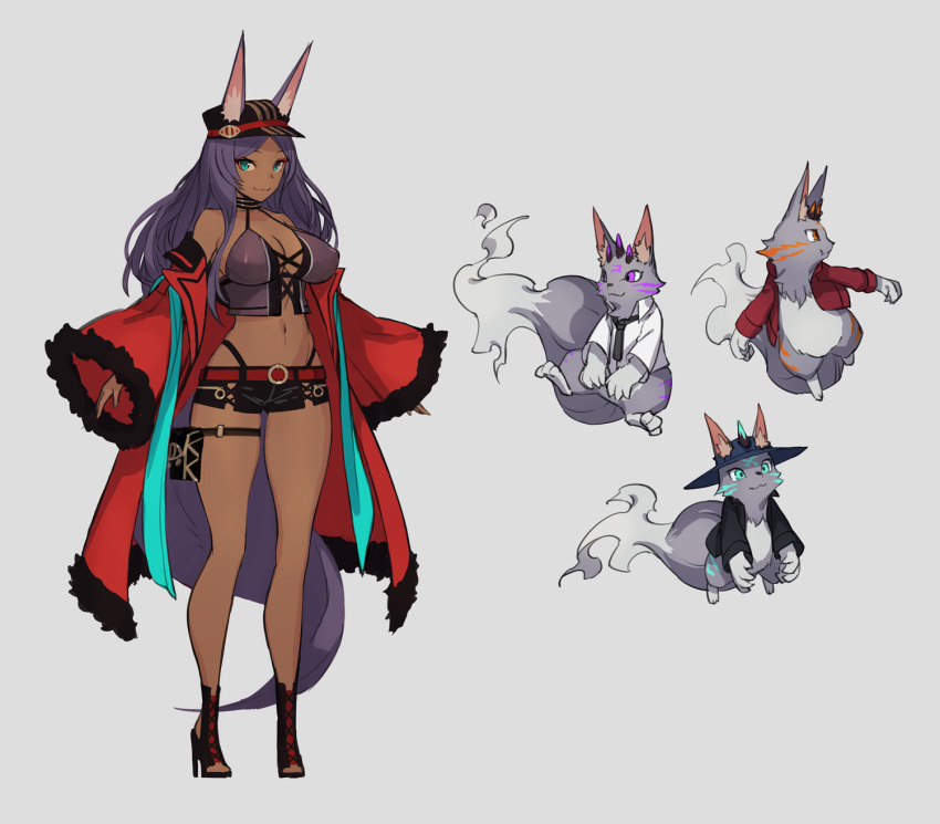 1girl, ainezu, animal_ear_fluff, animal_ears, aqua_eyes, bare_shoulders, belt, bracelet