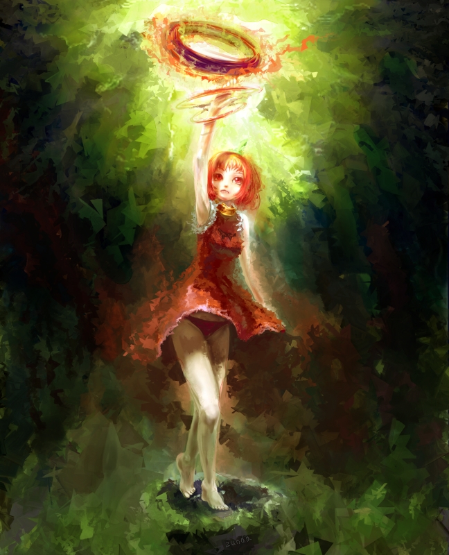barefoot, habanero, habanero-tan, kushidango, panties, red_eyes, red_hair, redhead