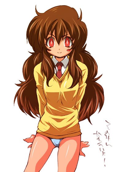 code-e, fume_(artist), kujou_sonomi, no_pants, panties, underwear