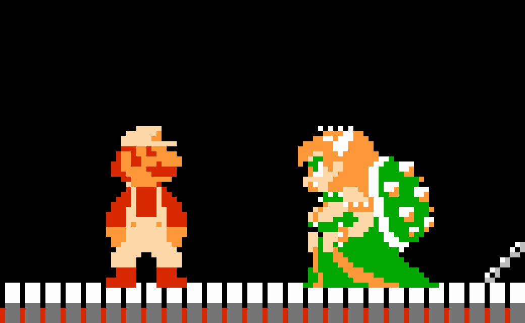 8-bit, 80s, artist_request, bowser, bowsette, bracelet, breasts, bridge