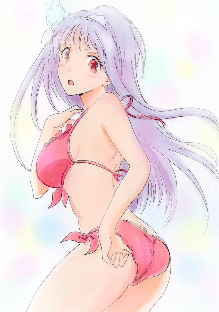 1girl, adjusting_clothes, adjusting_swimsuit, ass, bikini, breasts, ghost, highres